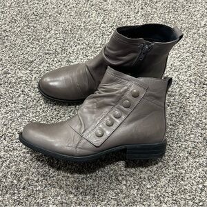 Miz Mooz Women's Lili Ruched Leather Ankle Boots Graphite Sz 11 Lagenlook